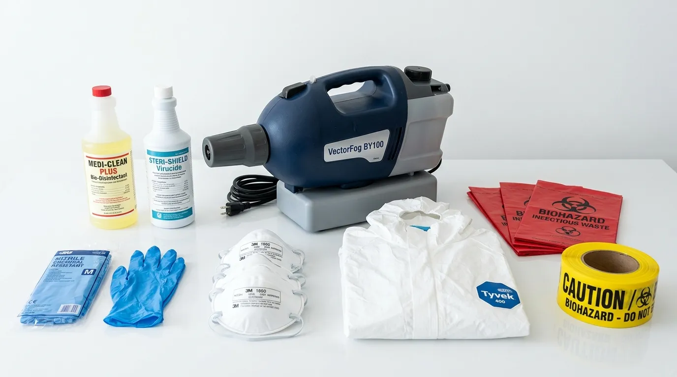 Professional biohazard remediation crew working in East Concord